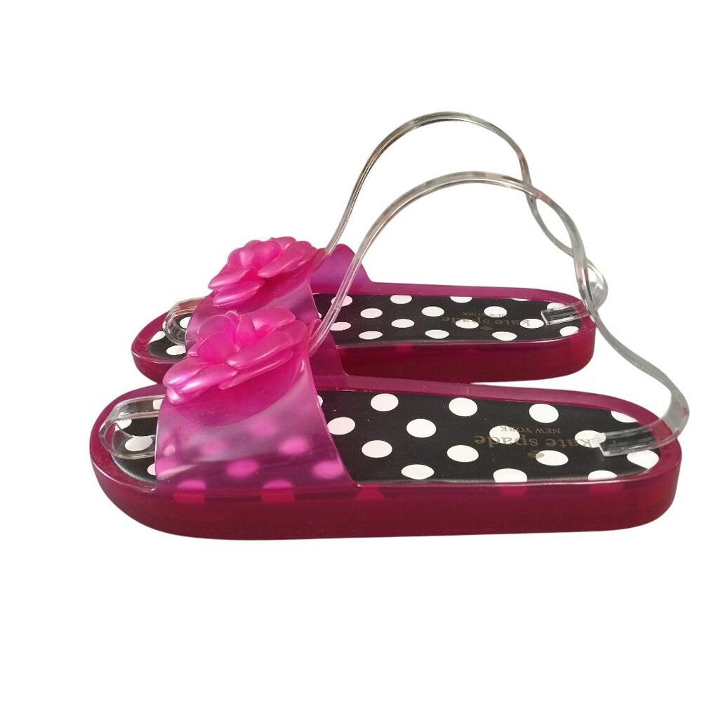 KATE SPADE New York Size 9 "SPLASH" Pink Flower Jelly Slip On Slides Sandals - Picture 2 of 6